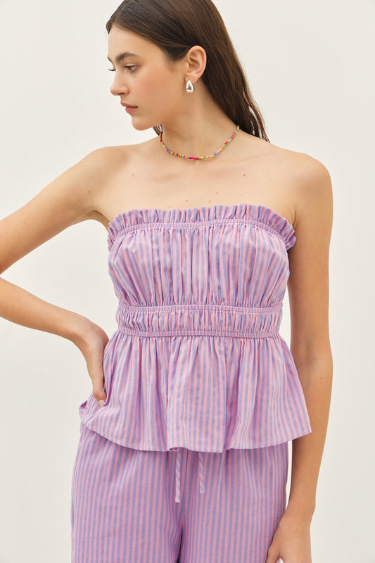 Penelope Pink/Blue Stripped Tube Top