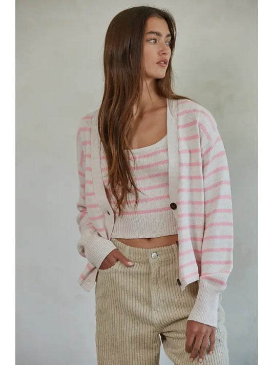 Kelsey Striped Cardigan Sweater Set