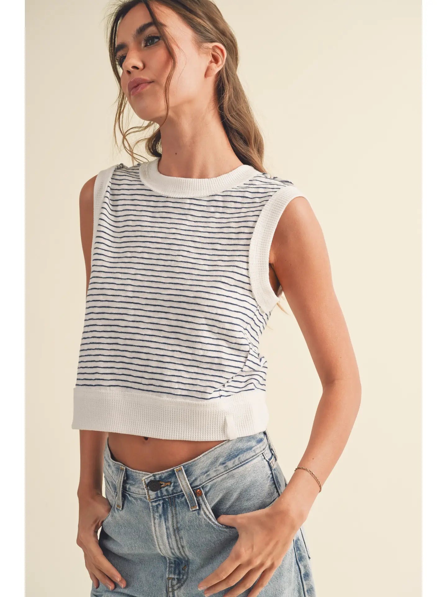 April Striped Trim Tank