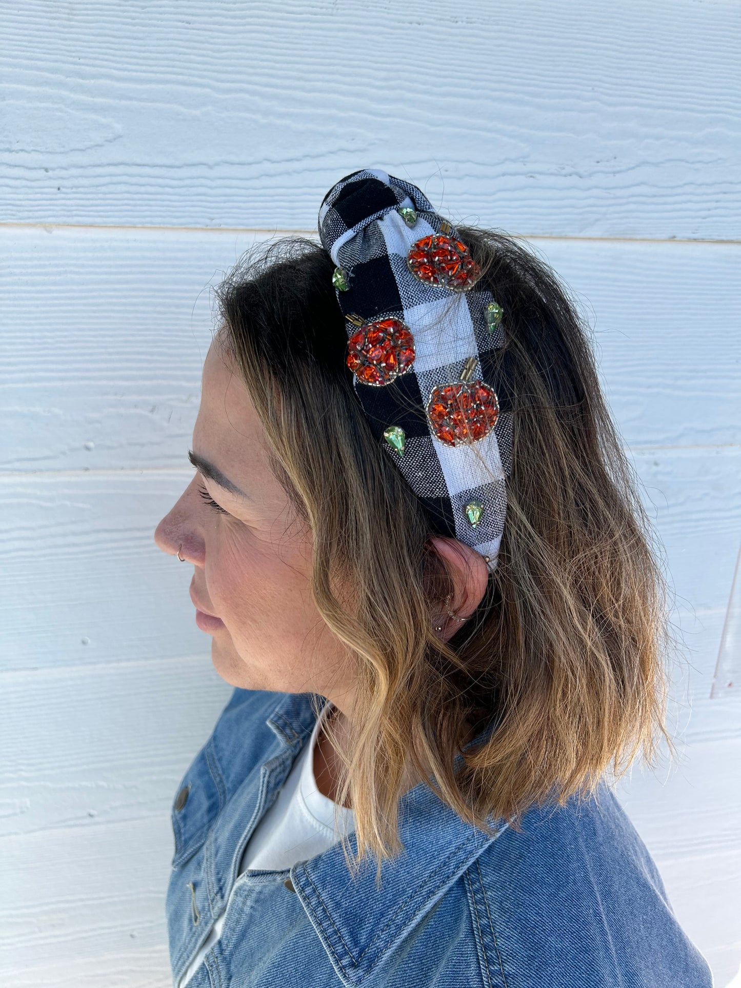 Gingham Pumpkin Headband