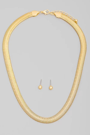 Bulky Herringbone Snake Chain Necklace Set