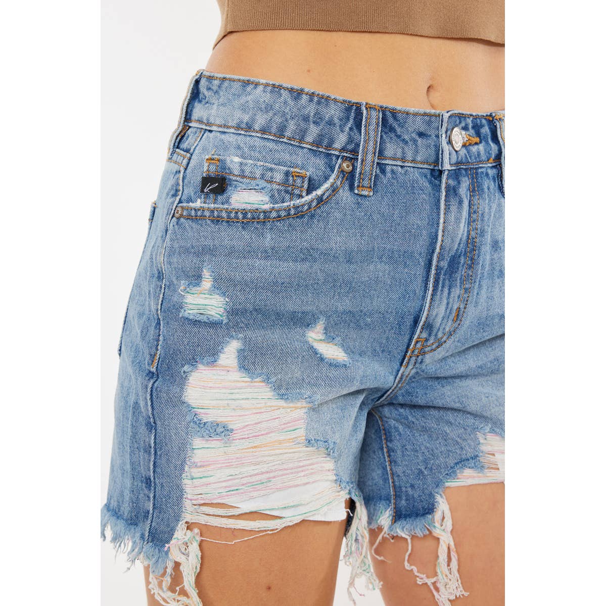 Tanya Distressed Rainbow Shorts