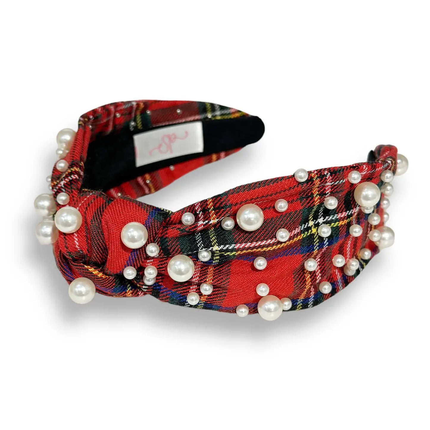 Red Tartan w/ Crystals & Pearls Headband