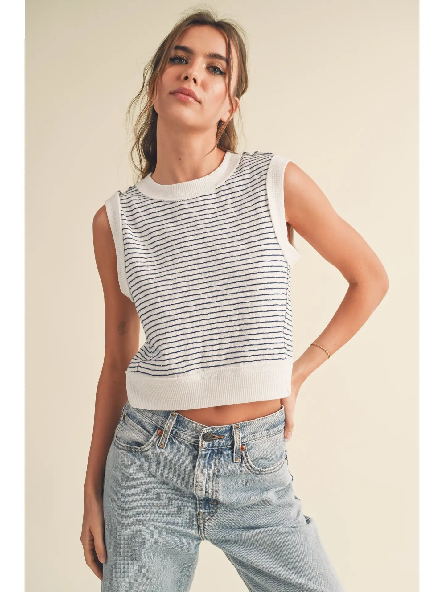 April Striped Trim Tank