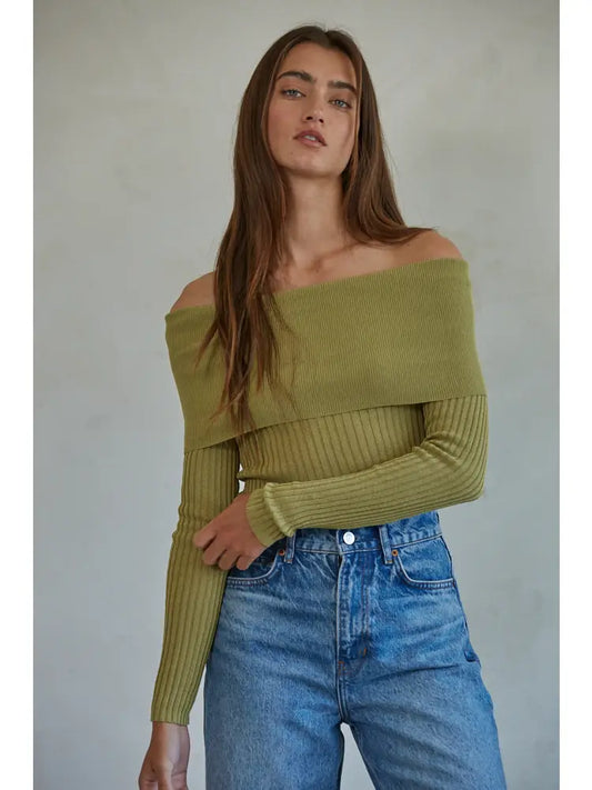 Ribbed Off The Shoulder Knit Sweater