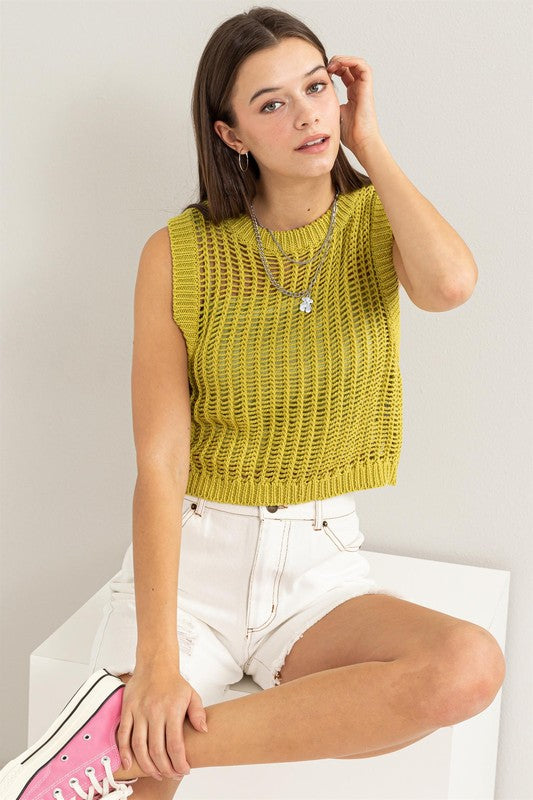 Isabelle Open Stitch Cropn Sweater Tank