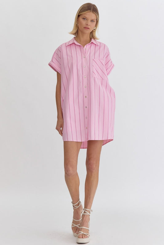 Sabina Pink Shirt Dress