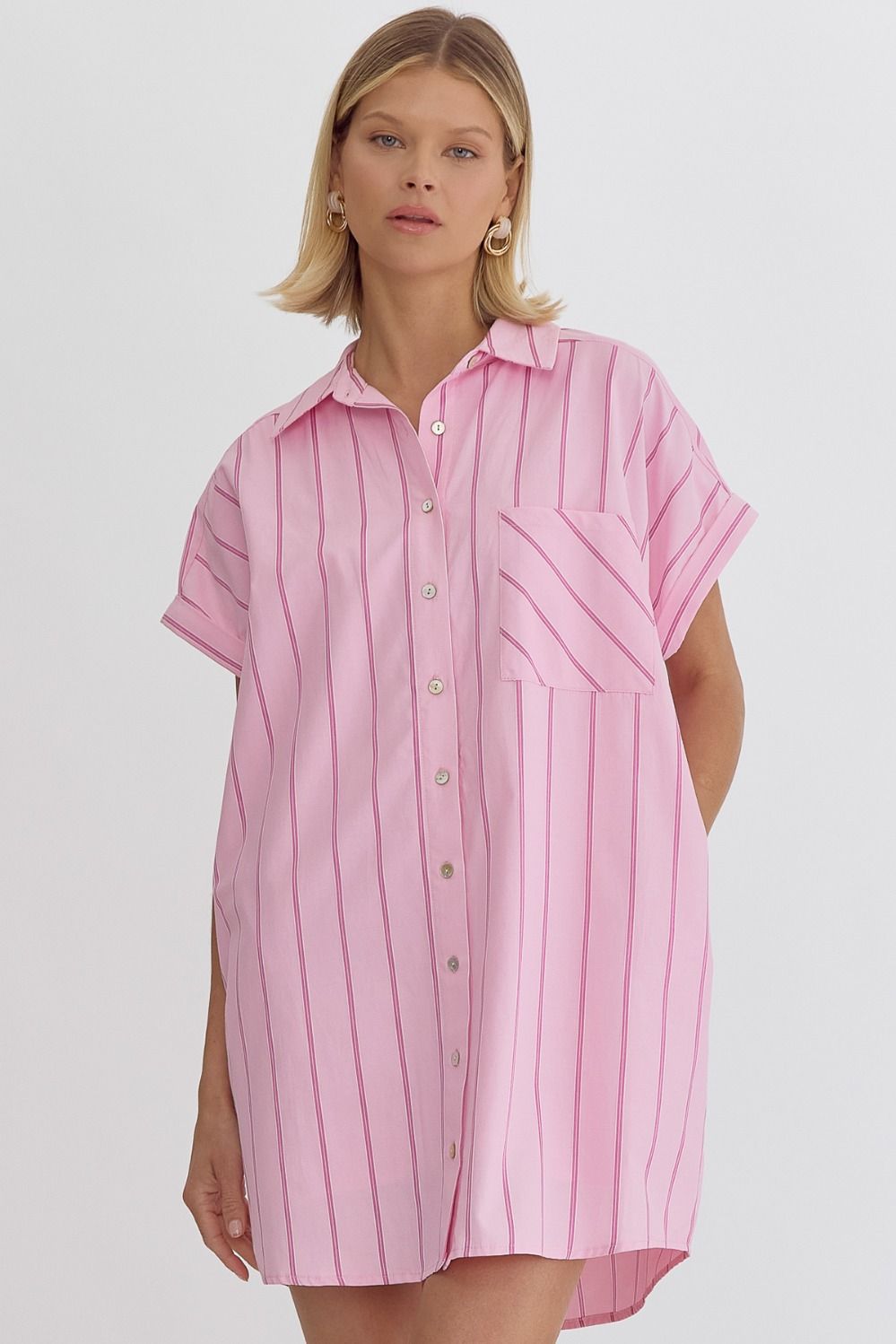 Sabina Pink Shirt Dress