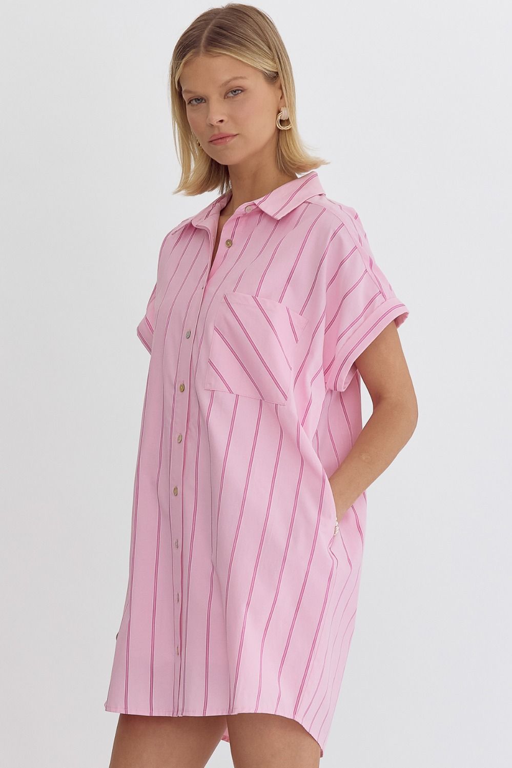 Sabina Pink Shirt Dress