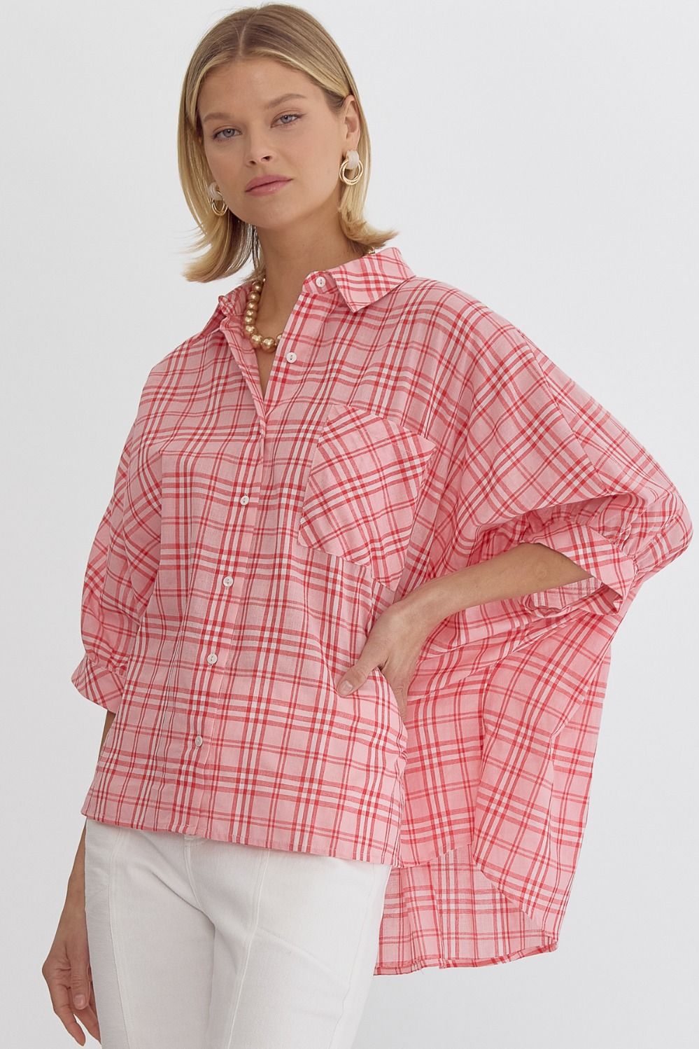 Unity Red Checkered Blouse