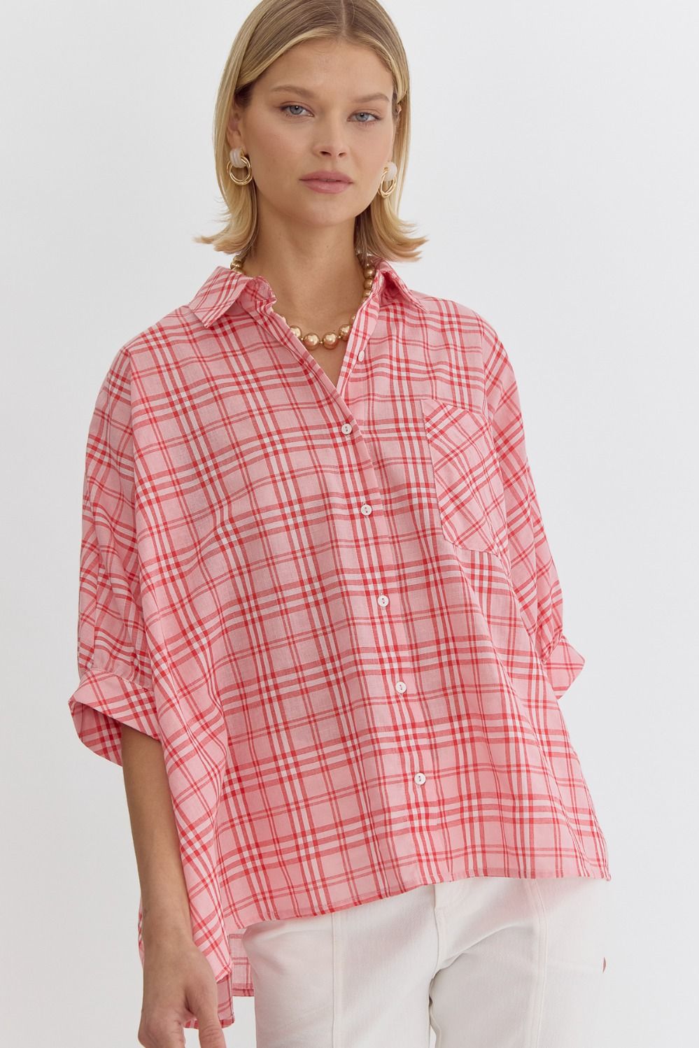 Unity Red Checkered Blouse