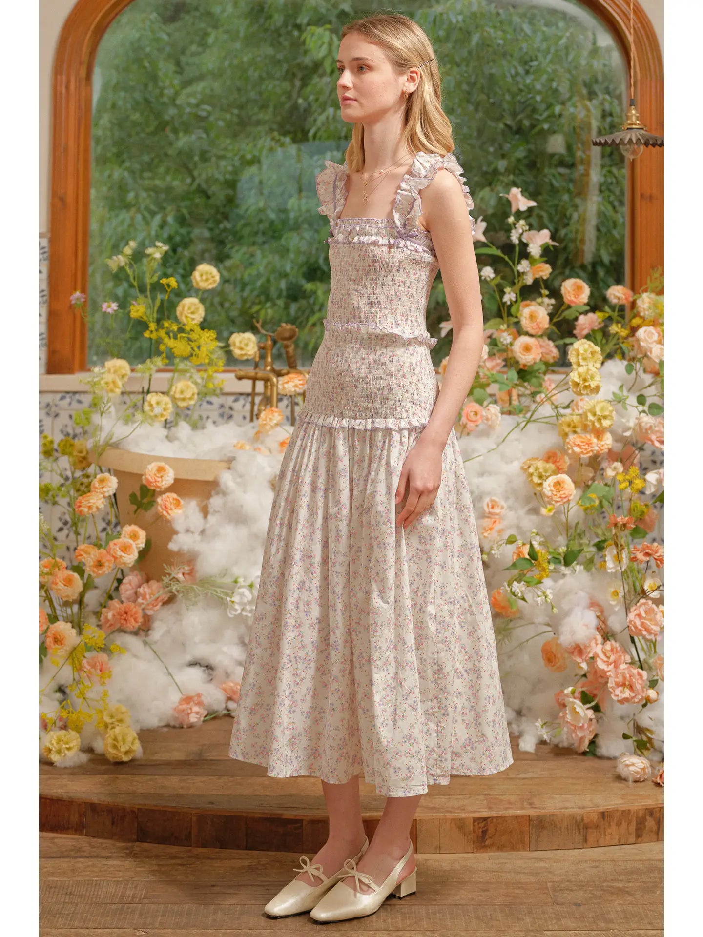 Lavender Garden Party Midi Dress